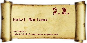 Hetzl Mariann névjegykártya